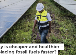 A technician walks through a solar farm in Goma, Congo, in 2025. AP Photo/Moses Sawasawa